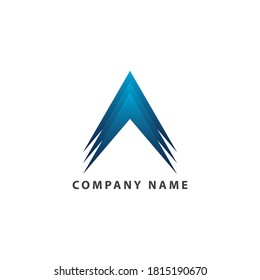 Diseño moderno del logotipo de una letra con el color azul gradiente. Vector eps 10