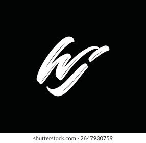 Monograma moderno del logotipo de la letra con el estilo del pincel para la marca y la identidad WJ