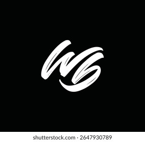 Modern Letter Logo Monogram with Brush Style for Branding and Identity WB