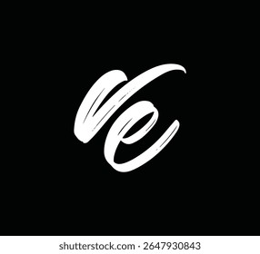 Monograma de logotipo de letra moderna com estilo de pincel para branding e identidade VE