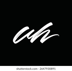 Monograma moderno del logotipo de la letra con el estilo del pincel para la marca y la identidad UH