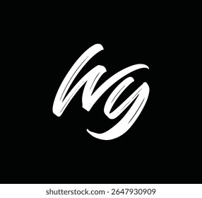 Monograma moderno del logotipo de la letra con el estilo del pincel para la marca y la identidad WY