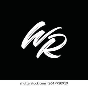 Monograma de logotipo de letra moderna com estilo de escova para marca e identidade WR
