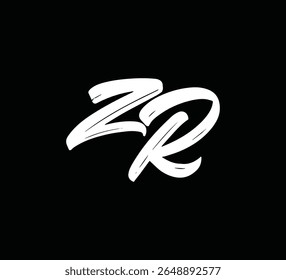 Monograma moderno del logotipo de la letra con el estilo del cepillo para la marca y la identidad ZR