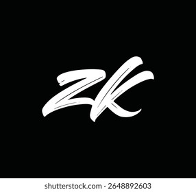 Monograma de logotipo de letra moderna com estilo de pincel para branding e identidade ZK