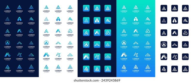 Conjunto de logotipo de letra moderna A