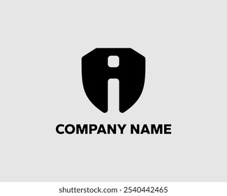 Letra moderna Um logotipo na forma de um escudo. Muito adequado para empresas que operam no setor de segurança digital.