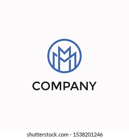 Modern letter M in circle logo template