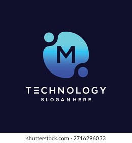 Vector gráfico de diseño de logotipo de Internet de tecnología digital moderna letra M