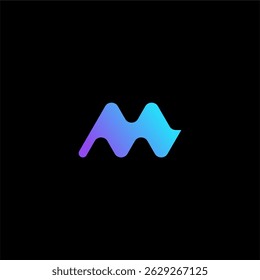 Letra moderna M Fluxo ou M ícone de vetor de conceito de logotipo técnico