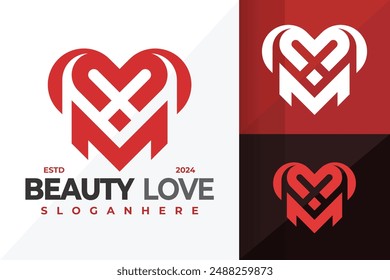 Modern Letter M Heart Logo design vector symbol icon illustration
