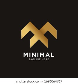 Modern Letter M line logo gold design. Creative minimal monochrome monogram symbol. Premium business logotype. Graphic alphabet symbol for corporate business identity.