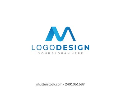 Modern letter M logo design template in gradient colors