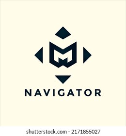 Modern letter M navigation logo illustration design