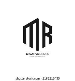 Modern letter M R hexagon shape monogram logo