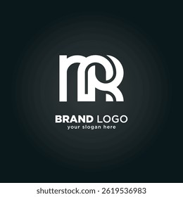 Modernes M- und R-Monogramm-Logo mit schwarzem Hintergrund.