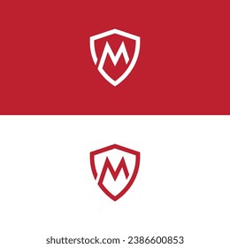 modern letter M shield armor protect logo design