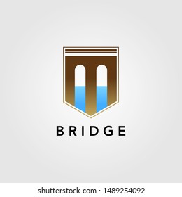 modern letter m shield guard bridge logo vector icon illustration design
