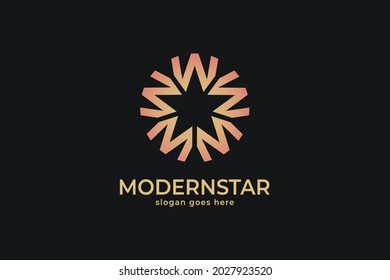 modern letter M star logo form circular, elegant minimal design vector graphic