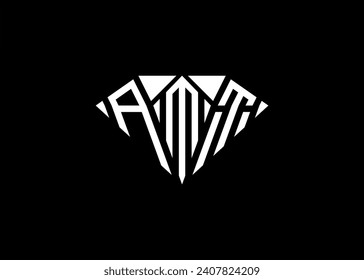 Modern letter A M T diamond shape logo And initial monogram A M T letter logo vector template