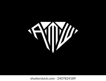 Modern letter A M W diamond shape logo And initial monogram A M W letter logo vector template