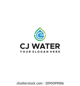 Modern letter mark initial CJ WATER logo design