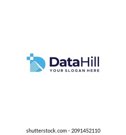 modern letter mark initial D Data Hill logo design