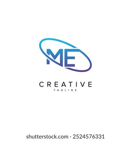 Modern Letter ME EM and Planet Logo Design. Initial Vector Elements.