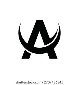 Modern Letter A Monogramm Logo mit dynamischer Swoosh Kurve