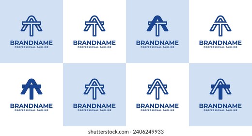 Modern Letter AT Monogram Logo Set, suitable for business with AT or TA initials