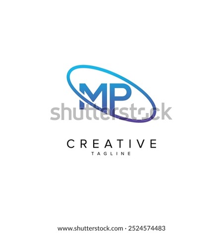 Modern Letter MP PM and Planet Logo Design. Initial Vector Elements.