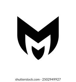 Modern letter Mv or Vm negative space creative logo