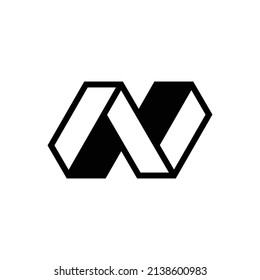 modern letter N with 3d isometric logo design