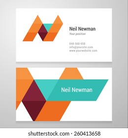 Modern letter N Business card template. Vector design. Layered, editable.