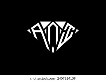 Letra moderna logotipo en forma de diamante A N I y modelo vectorial del logotipo de letra A N I del monograma inicial.