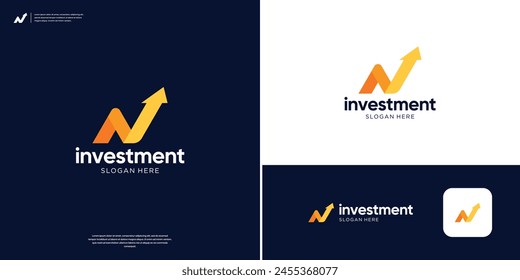 Modern letter N financial logo design template.