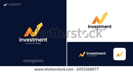 Modern letter N financial logo design template.