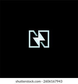 modern Letter N lightning or N bolt or N electric logo concept vector icon