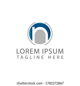 concepto de logotipo de letra moderna N con icono de elemento de círculo y plantilla