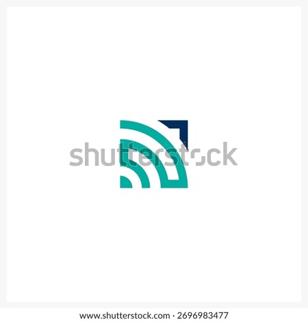 Modern Letter N Logo Design, Abstract Wireless Signal Shape with Corner Element for Technology, Networking, and Digital Communication Brand