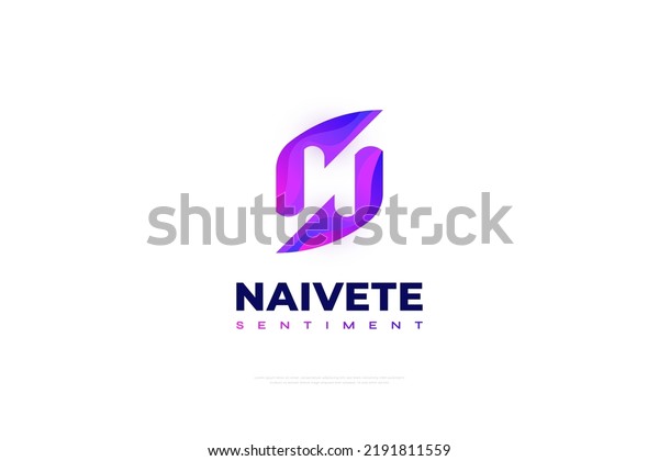 Modern Letter N\
Logo Design with Negative Space Style. Initial N Letter Logo or\
Icon in Purple Gradient\
Concept