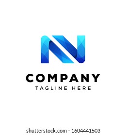 modern letter N logo, monogram letter color logo