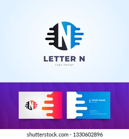 Modern Letter N Logo and Simple Business Card Design and Illustration for All Type of Business