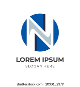 modern letter N logo vector with flat colorful style