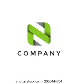 Modern Letter N logo vector with green gradient color for your company or business
