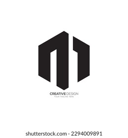 Modern letter N M creative hexagon shape monogram logo