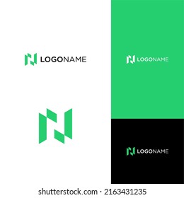 modern letter N with negative space concept vector