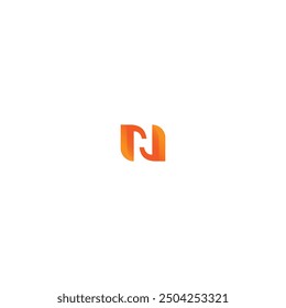 Modern Letter N or NH Knife Monogram in Square Shape with Orange Gradient Colors, Stylish and Clean Design on White Background, Perfect for Branding and Professional Use.