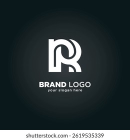 Logotipo moderno del monograma de la letra N y R con fondo negro.
