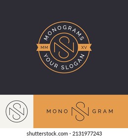 modern letter n s monogram with badge logo design